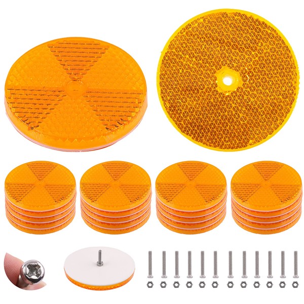 Swpeet 36 Pieces Yellow Round Front Reflectors Driveway Trailer 3"