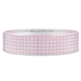 Checked Taffeta Ribbon - White/Pink (1 1/2")
