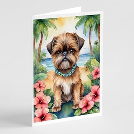 Caroline's Treasures Brussels Griffon Luau Greeting Cards Pack of 8 Blank Cards with Envelopes Whimsical A7 Size 5x7 Blank Note Cards