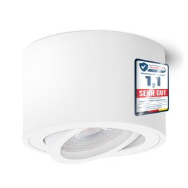 linovum SMOL LED Surface-Mounted Light Matt White - Flat & Swivelling - Surface-Mounted Spotlight Including Replaceable LED Module 4 W Warm White 230 V