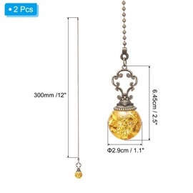 PATIKIL Ceiling Fan Pull Chain, 2 Pack 12" Decorative Ball Pendant Chain Extender Charm Extension Pull String for Ceiling Fans Light Lamp, Yellow
