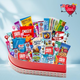 Gift A Snack - Valentines Day Heart Shape Snack Box Variety Pack Care Package + Greeting Card (40 Count) Ramadan Gifts Birthday Sweet Treats Gift Basket, Candies Chips - Office Food Assortments