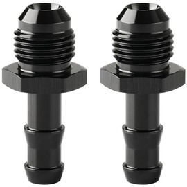 Podavelle 6AN Male Flare to 1/4 Hose Barb Straight Fitting Adapter Aluminum Black 2PCS