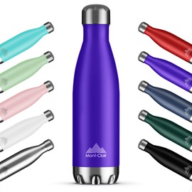 Mont-Clair H2O Stainless Steel Water Bottle, Vacuum Insulated - BPA Free, 12h Hot & 24h Cold Drinks Bottle, Metal, 34 oz Leakproof, Ideal for Adult, Kids, Running - Purple