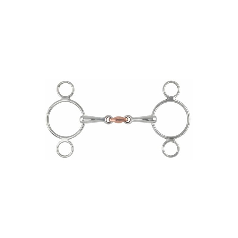 Shires Equestrian Two Ring Copper Lozenge Gag Bit 6" Steel