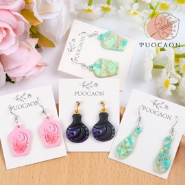 Puocaon Potion Bottle Clay Cutters - 6 Shapes Embossing Plants Bottle Polymer Clay Cutters, Celestical Clay Cutters for Polymer Clay Jewelry, Crystal Celestial Crescent Moon Clay Jewelry Cutters