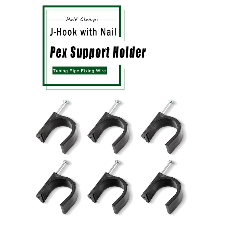 Rierdge 100 Pieces Half Clamps J-Hook with Nail, 1/2 &