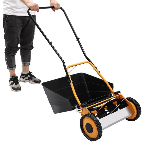 16-Inch Cordless Lawn Mower Push Reel Lawn Mower with 5-Edged