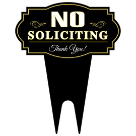 No Soliciting Sign for House Metal No Soliciting Yard Sign with Stake Outdoor Yard Decorations for Home Business Front Door Garden Lawn Backyard Decor - 13.9" x 11.8"