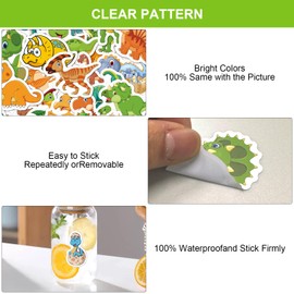 UOCAI 100 Stücke Dino Sticker, Wasserdicht Vinyl Dino Aufkleber Dinosaurier Sticker für Tierbegeisterte, Anime Aufkleber Kinder Jungs für Auto Laptop Skateboard Fahrrad Moped Gepäck