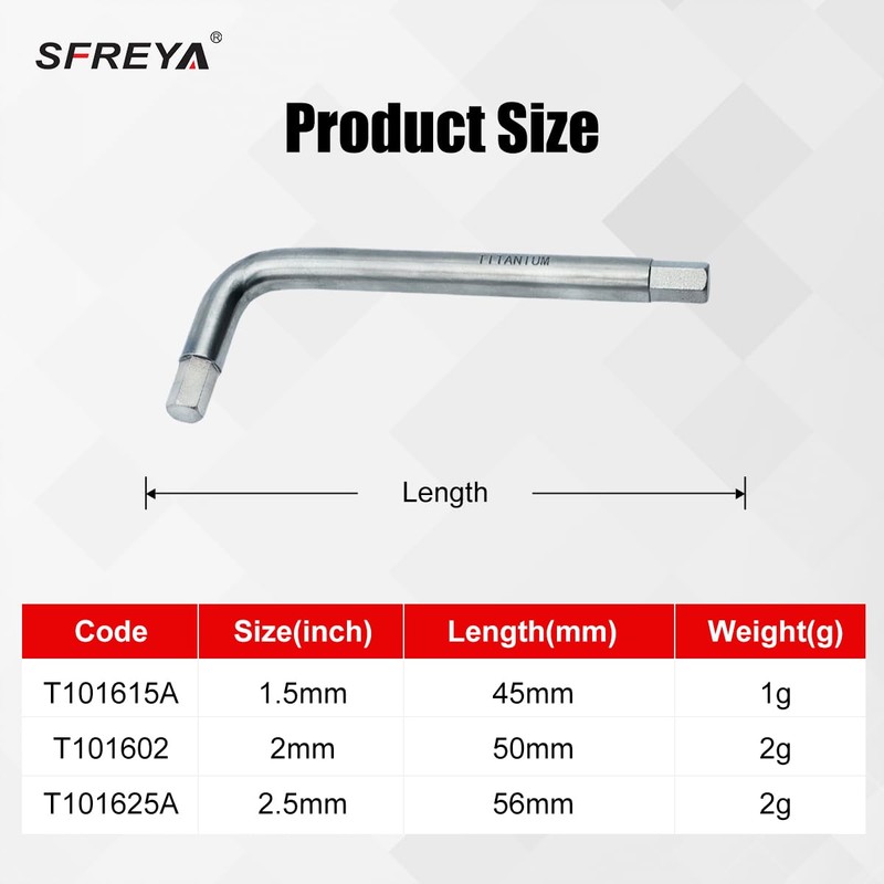 Titanium Alloy Hex Key Wrench Spanner, Non-Magnetic, High/Low Temp Stable,