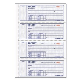 Rediform Products - Rediform - Money Receipt Book, 7 x 2-3/4, Carbonless Triplicate, 100 Sets/Book - Sold As 1 Each - Blue printing with security screen protects against alteration. - Handy summary box. - Protective cover.
