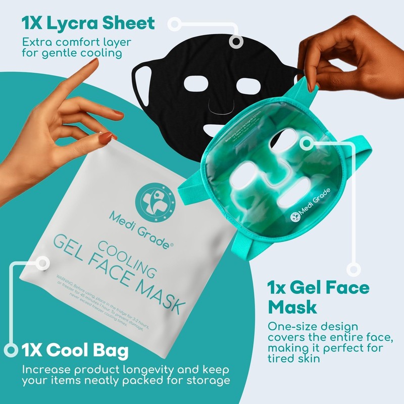 Medi Grade Cooling Face Mask set with 1 Lycra Face