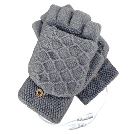USB Heated Gloves for Women & Men, Full & Half Hands Heated Fingerless Gloves Winter Knit Texting Laptop Glove Hands Warmer