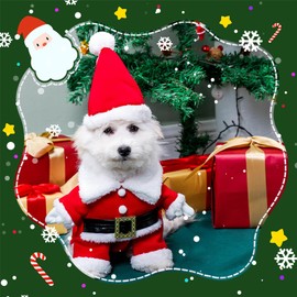 Dog Christmas Outfit Reindeer Costume Santa Snowman Antlers Suit Cat Clothes Cloak Pet Hoodie Puppy Cape with Hat,L