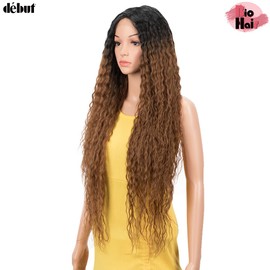 DÉBUT Lace Front Wig Super Long Curly Wig for Women 36 inches 290g Synthetic Hair Side HD Lace Parting 150% Density (TT1B/C30)