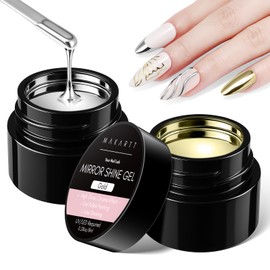 Makartt Chrome Gel Nail Polish Set: Metallic Gel Nail Polish, Silver and Gold 3D Metal Painting Gel for Nail Art Soak off UV/LED Glossy Mirror Effect Nail Glue Gel for Home Salon DIY Manicure（2pcs）