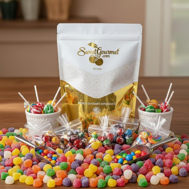 SweetGourmet Spice Drops Candy, Old-Fashioned Gumdrops, 6 Flavors Jelly Candy,