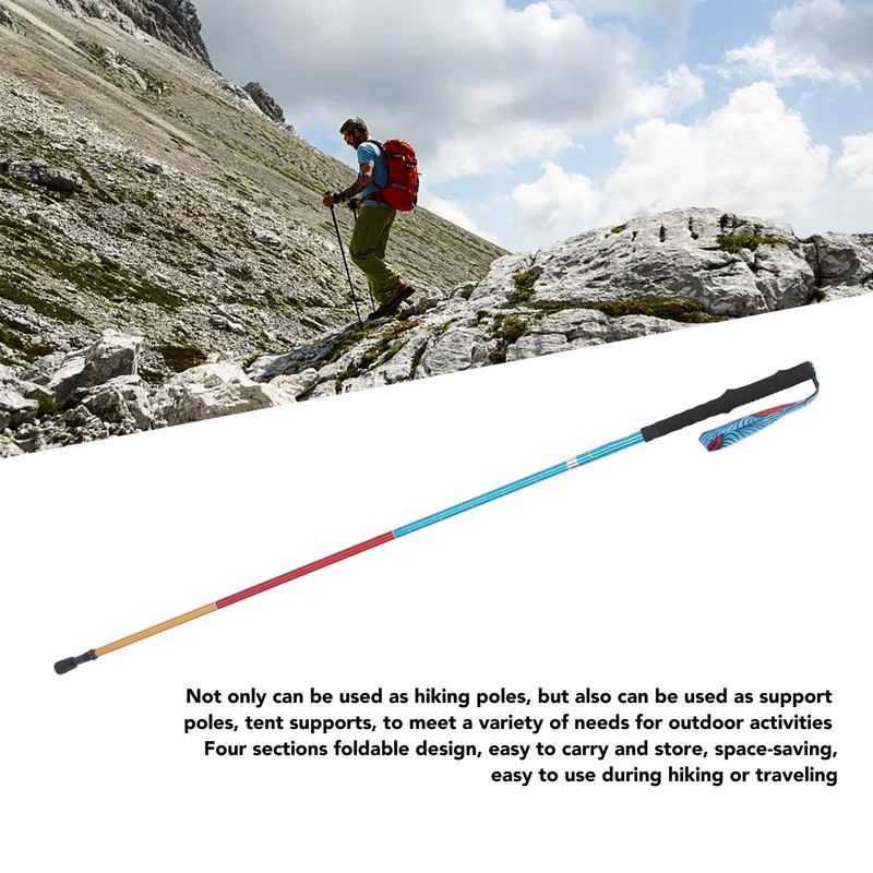 Walking Stick Telescopic Adjustable Length Anti Shock Foldable Portable Lightweight