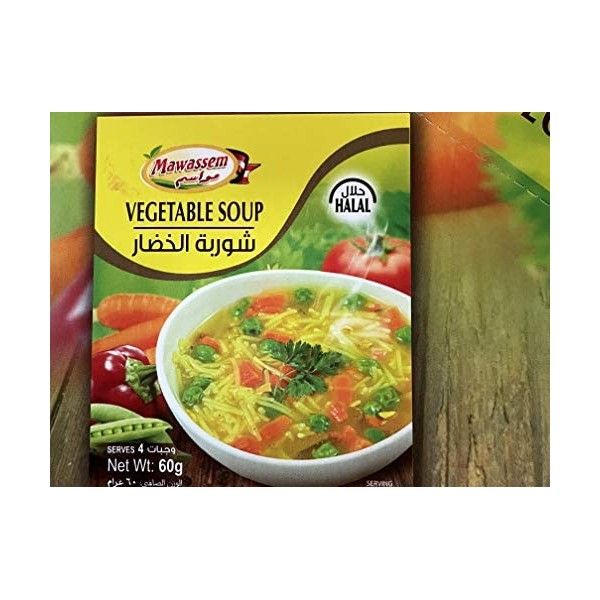 Mawassem - Sopa de verduras halal con fideos (60 g, 3 unidades, 180 g en total)