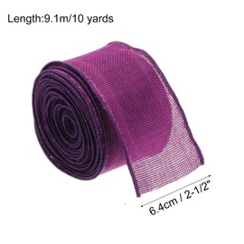 MECCANIXITY Burlap Ribbon Fabric Wired Edge Ribbons Dark Purple 2-1/2 Inch x 10 Yard for Gift Wrapping, Bow, Wreath, Christmas Tree, Flower Bouquet
