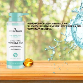 CLEAN BOTÁNICA, Exfoliante de Baño Espumoso con Ácido Hialurónico y Vitamina E, Sin Parabenos, Suaviza y Nutre la Piel