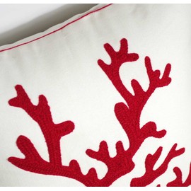 DECOPOW Embroidered Cute Nautical Animal Pillow Covers,Square 18 Inches Decorative Canvas Pillow Cover for Nautical Style Deco by (Seagreen-Coral)