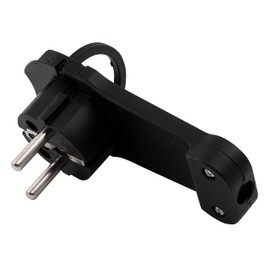 MC Power Earthing Contact Angle Plug, Extra Flat, Handle/Bracket, Strain Relief, Black