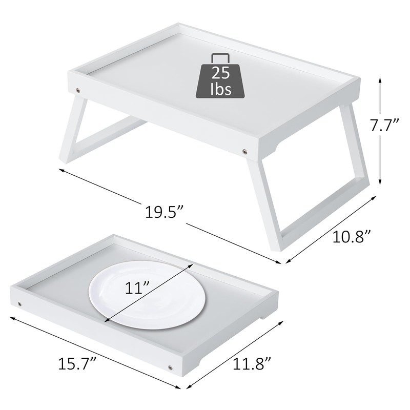 Bamboo Bed Tray Table with Folding Leg, Breakfast in Bed