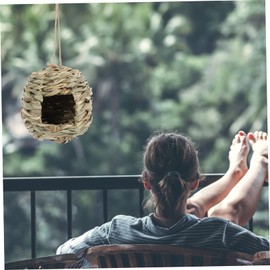 ORFOFE Bird Nest Straw Woven House Garden Decor Bird Nesting Box Outdoor Straw Woven Nest