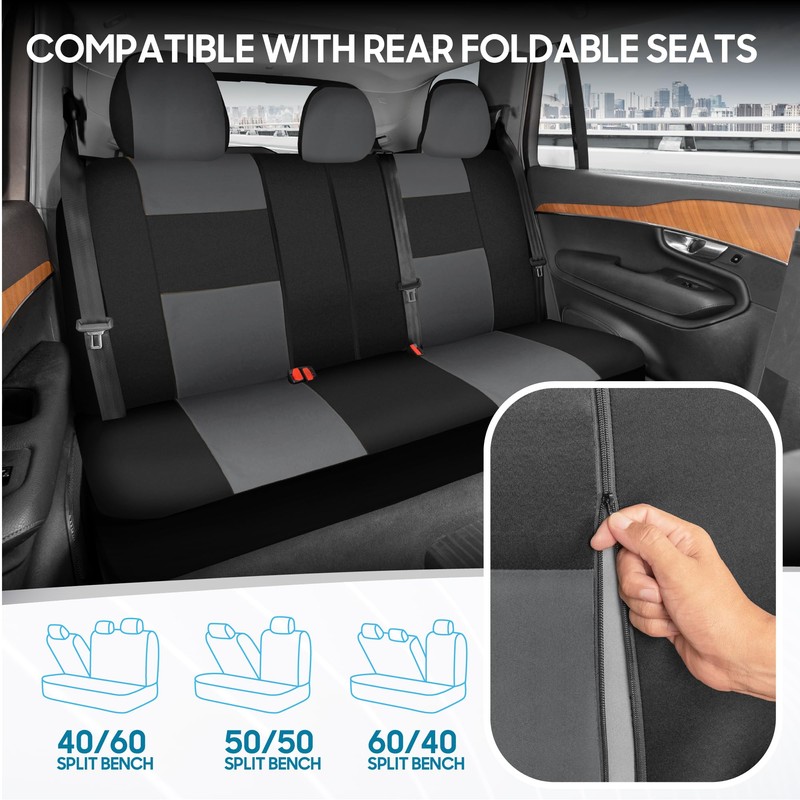 BDK PolyPro Seat Covers Full Set in Gray on Black