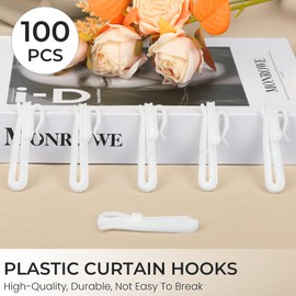 100 PCS Plastic Curtain Hooks, Adjustable Pinch Pleat Hooks, Ratchet System Pinch Pleat Curtain Hooks Pinch Pleated Curtain Drapery Pin Hook (85mm Plastic Adjust Hook)