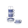 Selamica Ceramic Espresso Cups with Saucers and Metal Stand, 4