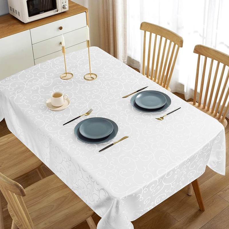 AMFUN Table Cloth Rectangular 130 * 220cm,Polyester Jacquard Tablecloth,Washable Dust-Proof