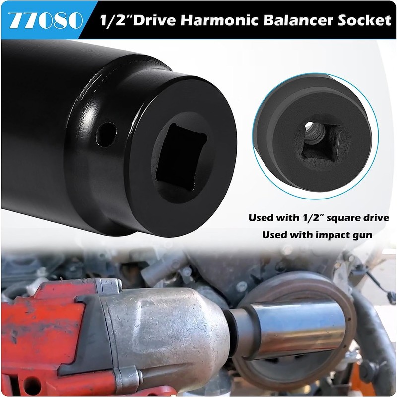 77080 Harmonic Balancer Socket Tool 19mm Crank Bolt Socket for