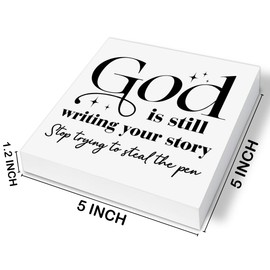 Christian Wooden Box Sign Bible Verse God Is Still Writing Your Story Wood Block Sign Home Office Desk Shelf Decor