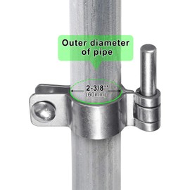 Insaga 2-3/8'' Thick Gate Hinges, 304 Stainless Steel Chain Link Fence Parts, 2pcs Pipe Hinge for Farm Gates, Fits 2-3/8'' OD Post/Pipe