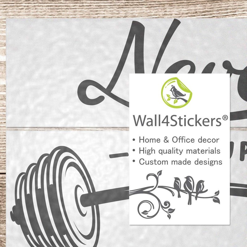 Never Give Up Barbell Wall Sticker Home Gym Motivation Workout