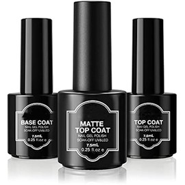 nanologi UV Nagellack Set, 7,5ml Matte Top Coat/Base Coat/Top Coat UV Nagellack Gel für Gelnägel Top Coat Matt Gel Nagellack Nail Art Starter Manicure Salon DIY Soak-Off Nail Gel