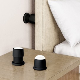 Headboard Stoppers, 1.6-2.6 inches Bed Wall Stopper, Adjustable Bed Frame Anti-Shake Tool, Headboard Bed Stabilizer for Wall Furniture (Black - 2 pcs)