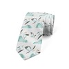 Ambesonne Men's Tie, Cartoon Seagulls over Waves, 3.7", Teal Olive Green