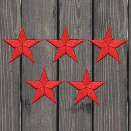 Paddys Patches Red Star Embroidered Patch, 1.5" — 5-Pack — Iron On