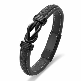 Imrsanl Cremation Jewelry Infinity Cross Urn Bracelet for Ashes for Women Men Memorial Braided Leather Urn Bracelet for Human Ashes Keepsake Cuff Bangle Jewelry (Infinity-20cm)