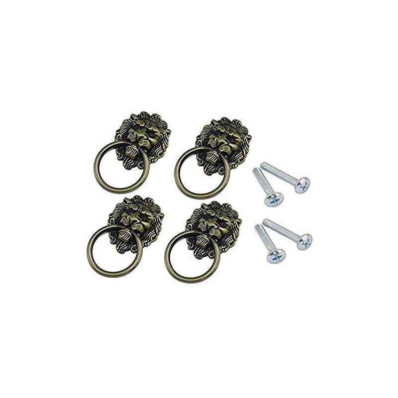 Lheng 90X51 Antique Bronze Lion Head Knobs Cabinet Handles Door