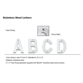 INOX LTIXF4B-32 4-Inch Letter "B" Face Fixing, Polished Stainless Steel