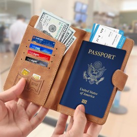 2 Unidades Cartera para Pasaporte RFID, 2 Packs Funda y Protector para Pasaporte Viaje, Billetera de Tarjeta Bolsa de Documentos Viaje