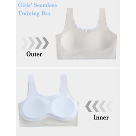 SEAUR Training Bras for Girls 8-10 Padded Seamless Bra Wireless Sports Bra Teenager Breathable Comfort Bra Crop Cami Bras Beginner Bra Multipack