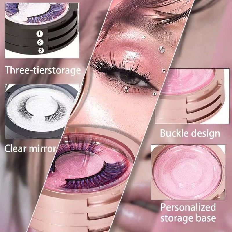 YiQiYi Eyelash Storage Box-2 Pack Eyelash Holder Case with Mirror