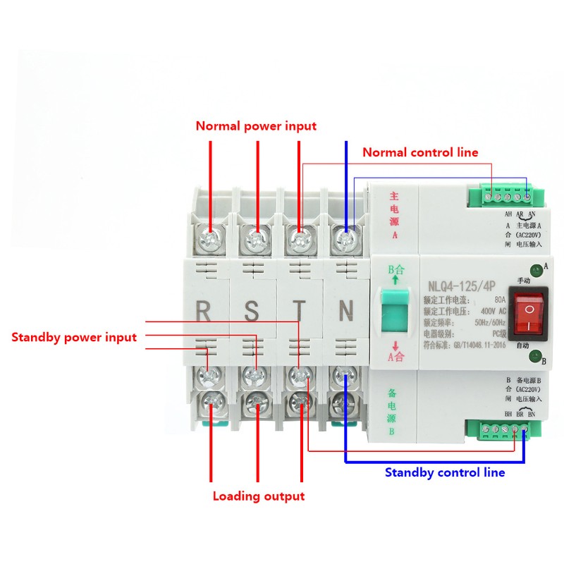AC 400V 4P 63/80/100A Dual Power Automatic Transfer Toggle Switch(80A)