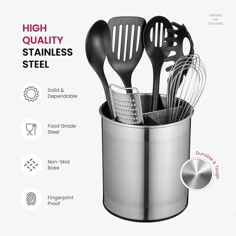 FineDine Rotating Kitchen Utensil Holder for Kitchen Counter - With